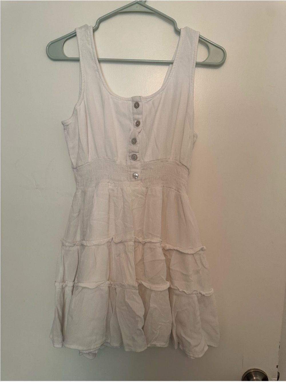 Patrons of Peace White Tiered Button-Front Midi Dress